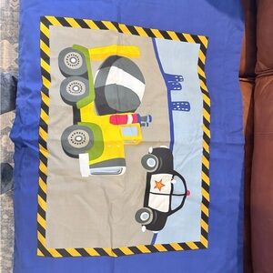 Blue Kids Construction and Police Car Twin bedding set